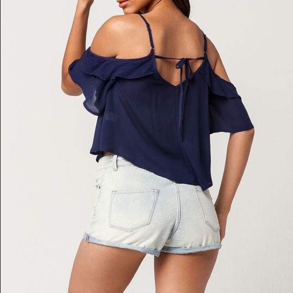 Navy blue flowy top from tillys - Picture 2 of 3